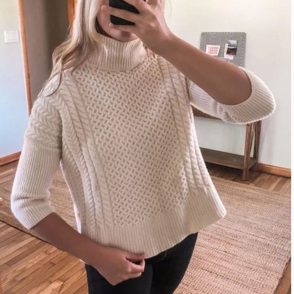 Ayr 100% merino wool “le Square” cable turtleneck sweater - Picture 5 of 7